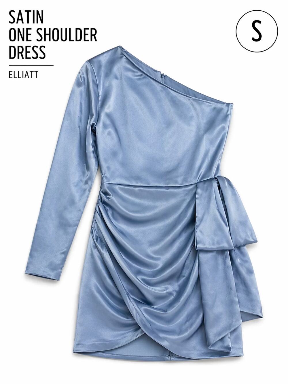 Elliatt Satin One Shoulder Dress Blue Mini Cocktail Party Size Small NWT